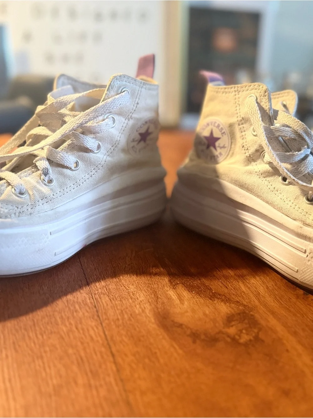 Converse Chuck Taylor All Star Kids High Top Sneakers White Purple US 1